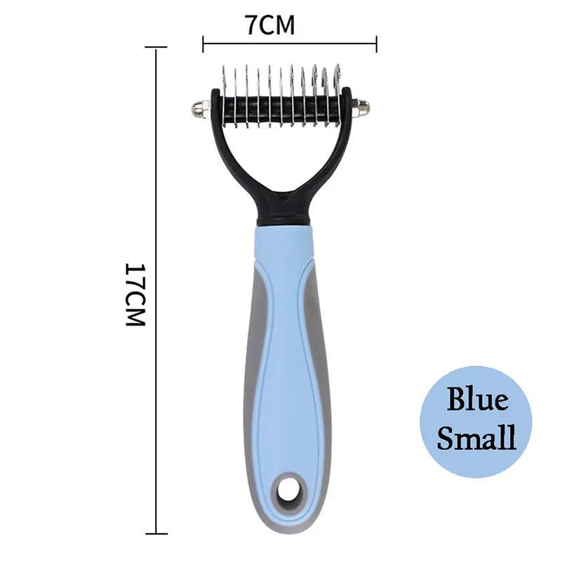 Professional Pet Grooming Brush: Dual-Head Deshedding Marvel for Cats and Dogs 507-Blue S - IHavePaws
