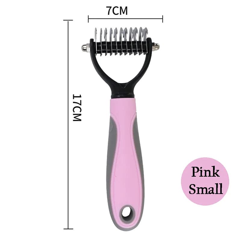 Professional Pet Grooming Brush: Dual-Head Deshedding Marvel for Cats and Dogs 507-Pink S - IHavePaws