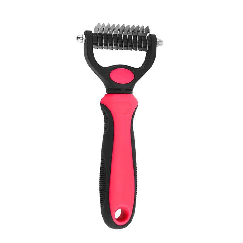 Professional Pet Grooming Brush: Dual-Head Deshedding Marvel for Cats and Dogs 1018-Red S - IHavePaws