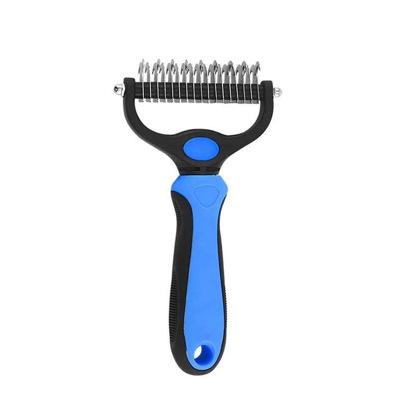 Professional Pet Grooming Brush: Dual-Head Deshedding Marvel for Cats and Dogs 1018-Blue L - IHavePaws