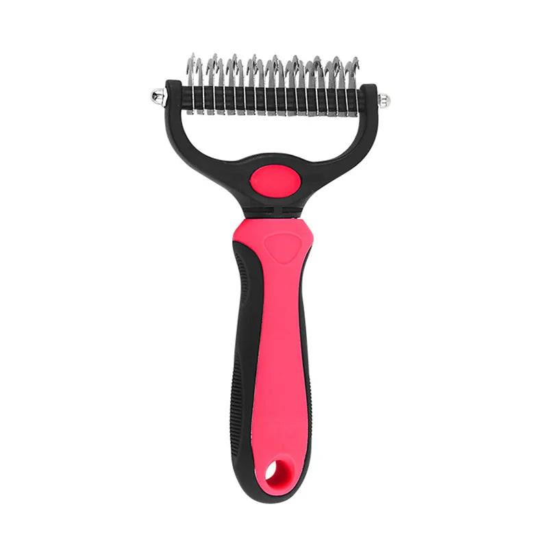 Professional Pet Grooming Brush: Dual-Head Deshedding Marvel for Cats and Dogs 1018-Red L - IHavePaws