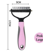 Professional Pet Grooming Brush: Dual-Head Deshedding Marvel for Cats and Dogs 507-Pink L - IHavePaws