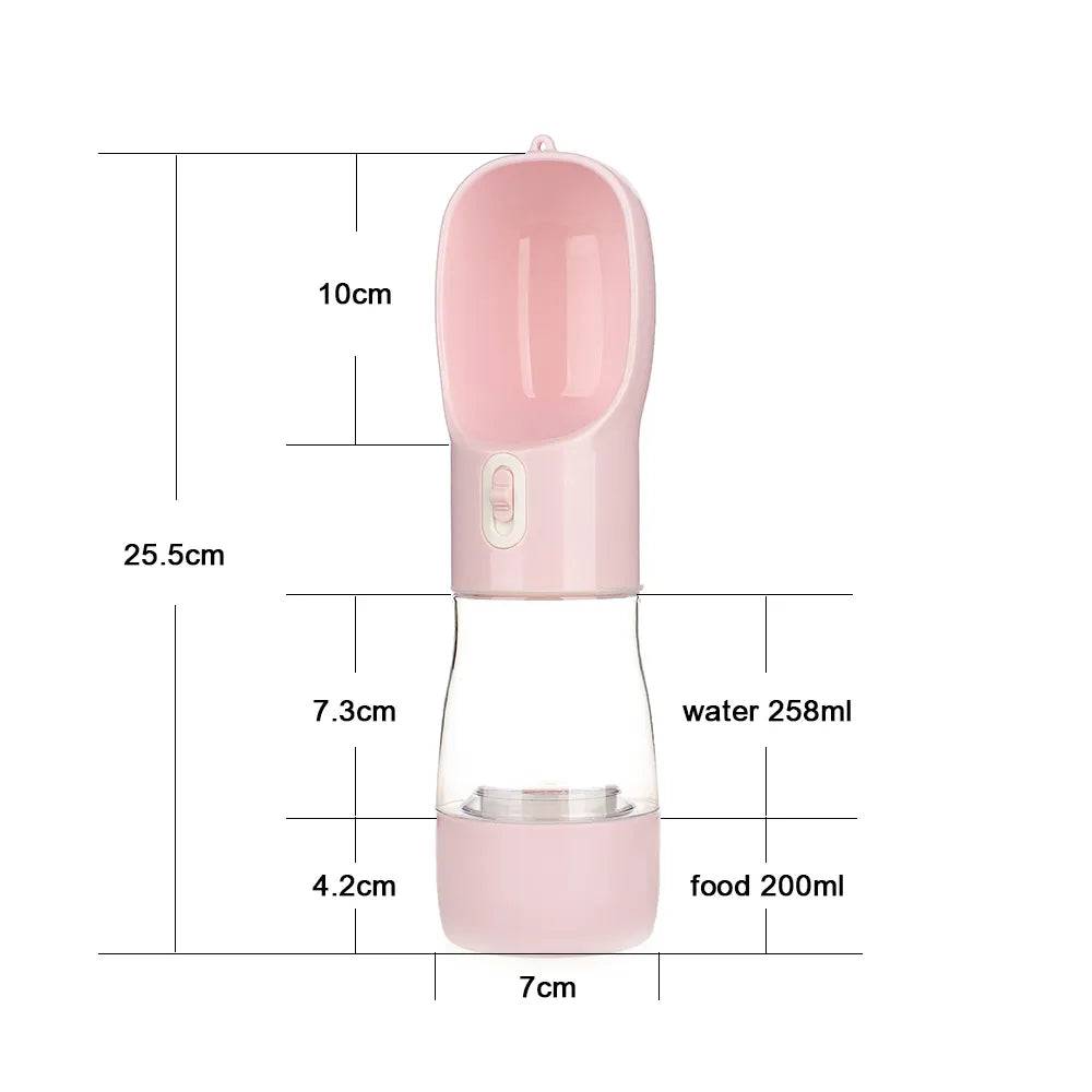 Dog Portable Water Bottle Feeder Food Water Pink - IHavePaws