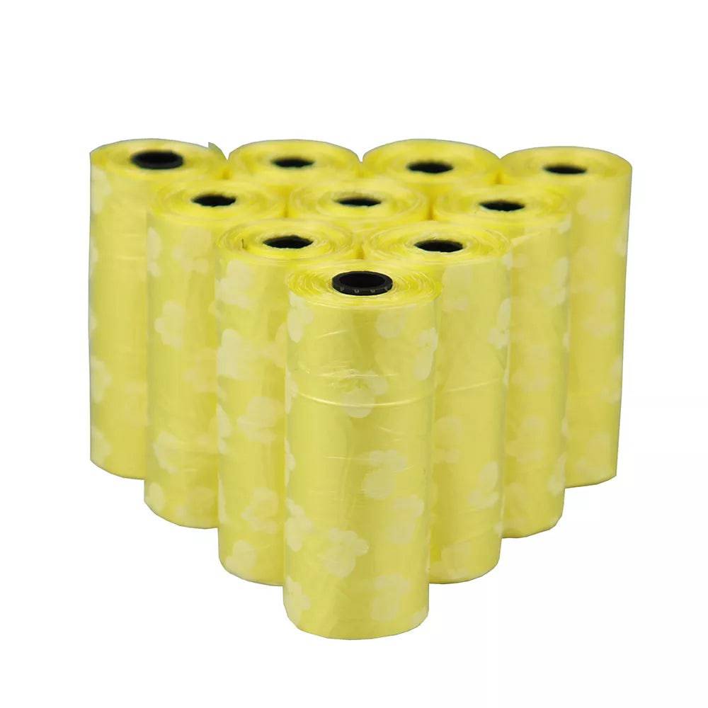 Pet Poop Bags Disposable Dog Waste Bags 5 Roll Yellow - ihavepaws.com