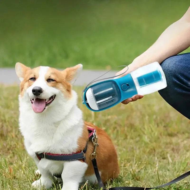 Portable Dog Water Bottle with Food Dispenser and Waste Bag Dispenser - IHavePaws