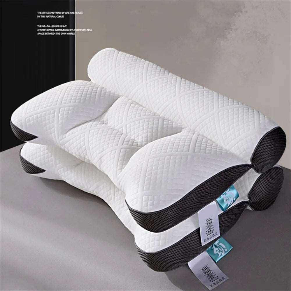 1pc Cervical Orthopedic Soft Neck Pillow with Down Fiber Filling White+Black - IHavePaws