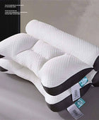 1pc Cervical Orthopedic Soft Neck Pillow with Down Fiber Filling White+Black - IHavePaws