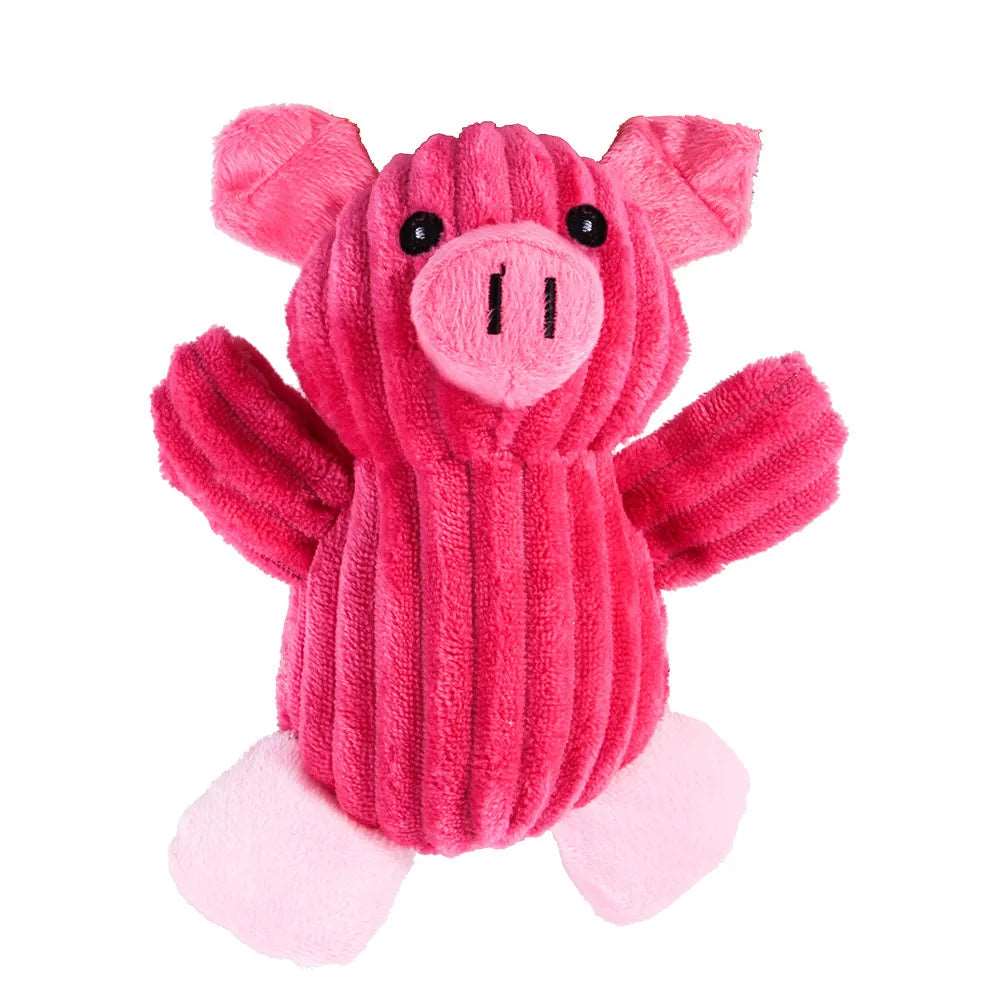 Plush Dog Toy Animals Shape Bite Resistant Squeaky Red Pig - IHavePaws