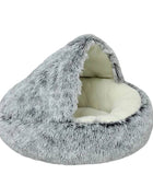 Plush Pet Cat Bed Round Cat Cushion Cat House 2 In 1 Gray-Short velvet / 14in(35cm) - IHavePaws