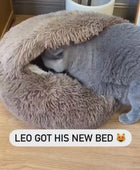 سرير كهف مستدير من القطيفة الناعمة للقطط أو الكلاب