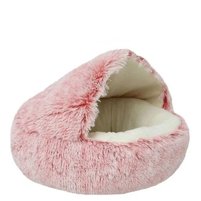 Soft plush round Cave Bed for cat or dog 🎀 Pink Short Velvet / 🐈 16x16in(40x40cm) - IHavePaws