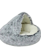 Soft plush round Cave Bed for cat or dog 🩶 Gray Short Velvet / 🐈 16x16in(40x40cm) - IHavePaws