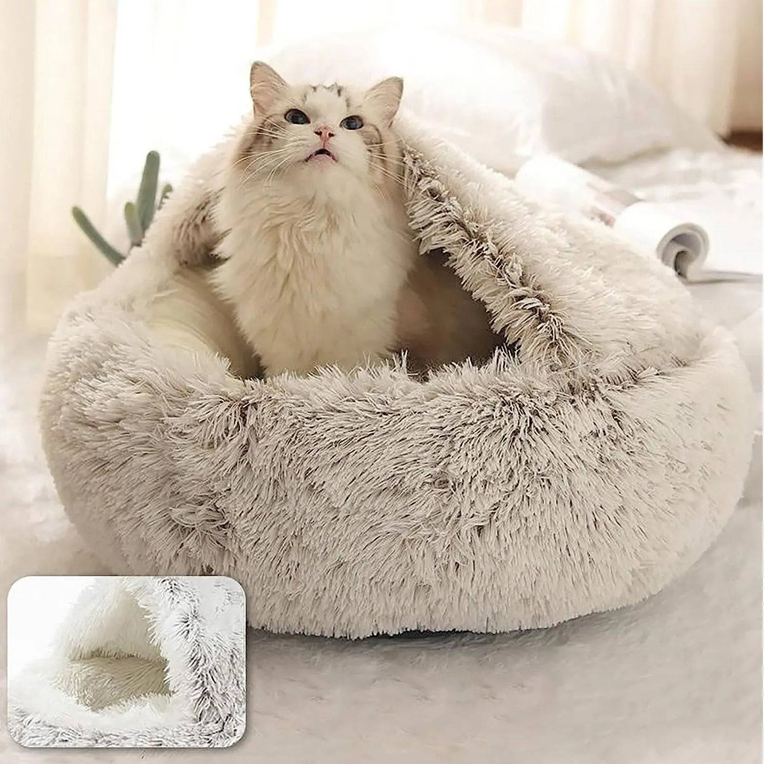Soft Plush Round Cave Bed