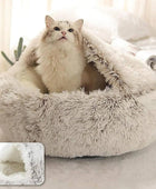 Soft plush round Cave Bed for cat or dog - IHavePaws