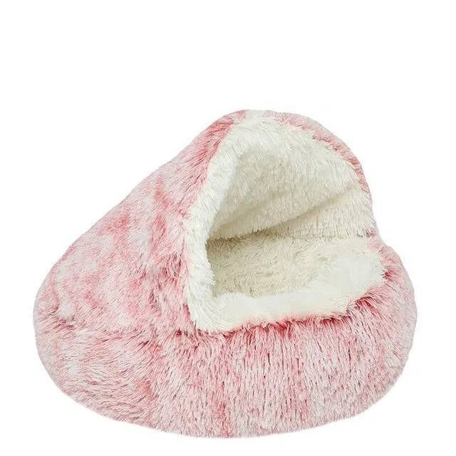Soft plush round Cave Bed for cat or dog 🎀 Pink Long Velvet / 🐈 16x16in(40x40cm) - IHavePaws
