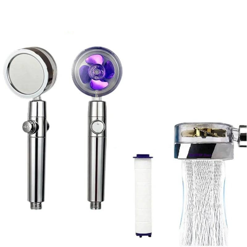 Propeller Shower Head Rainfall High Preassure Water Saving Bathroom Shower Purple - IHavePaws