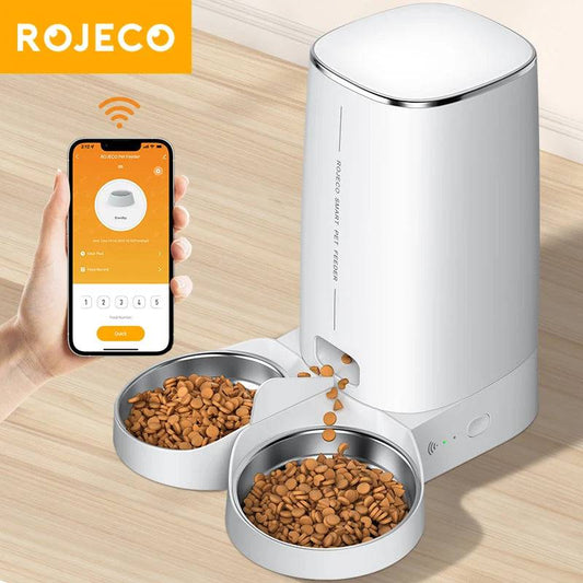 ROJECO Automatic Cat Feeder Pet Smart Cat Food Kibble Dispenser Remote Control WiFi - IHavePaws