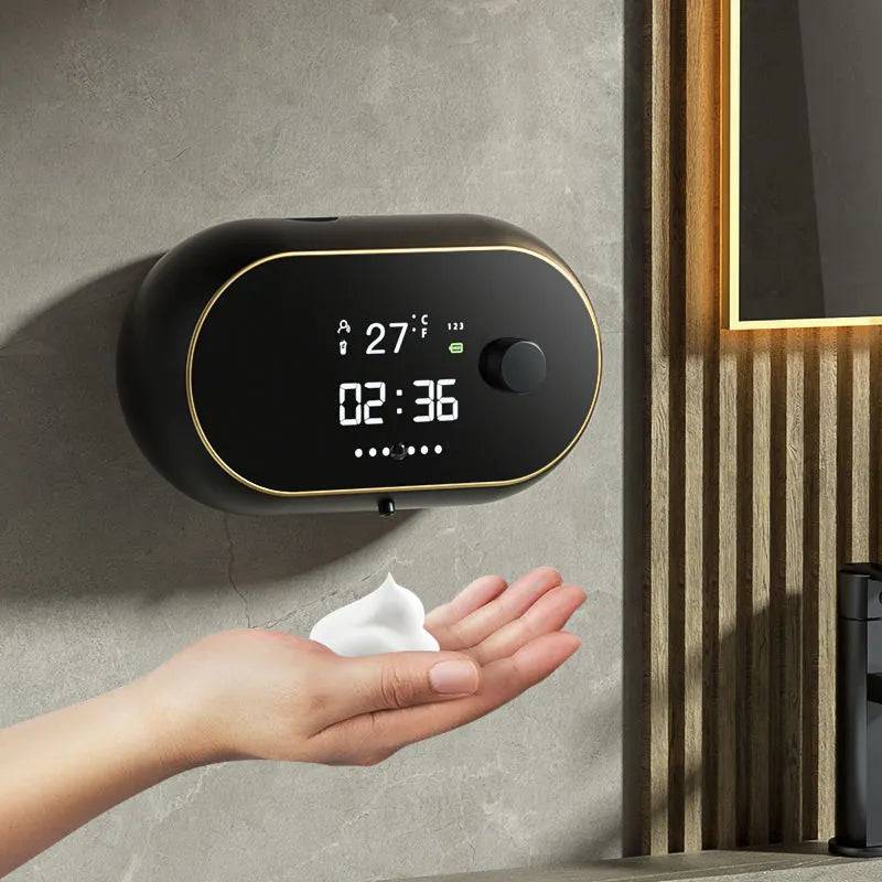 Creative Liquid Foam Soap Dispenser with Time and Temperature Display Black - IHavePaws