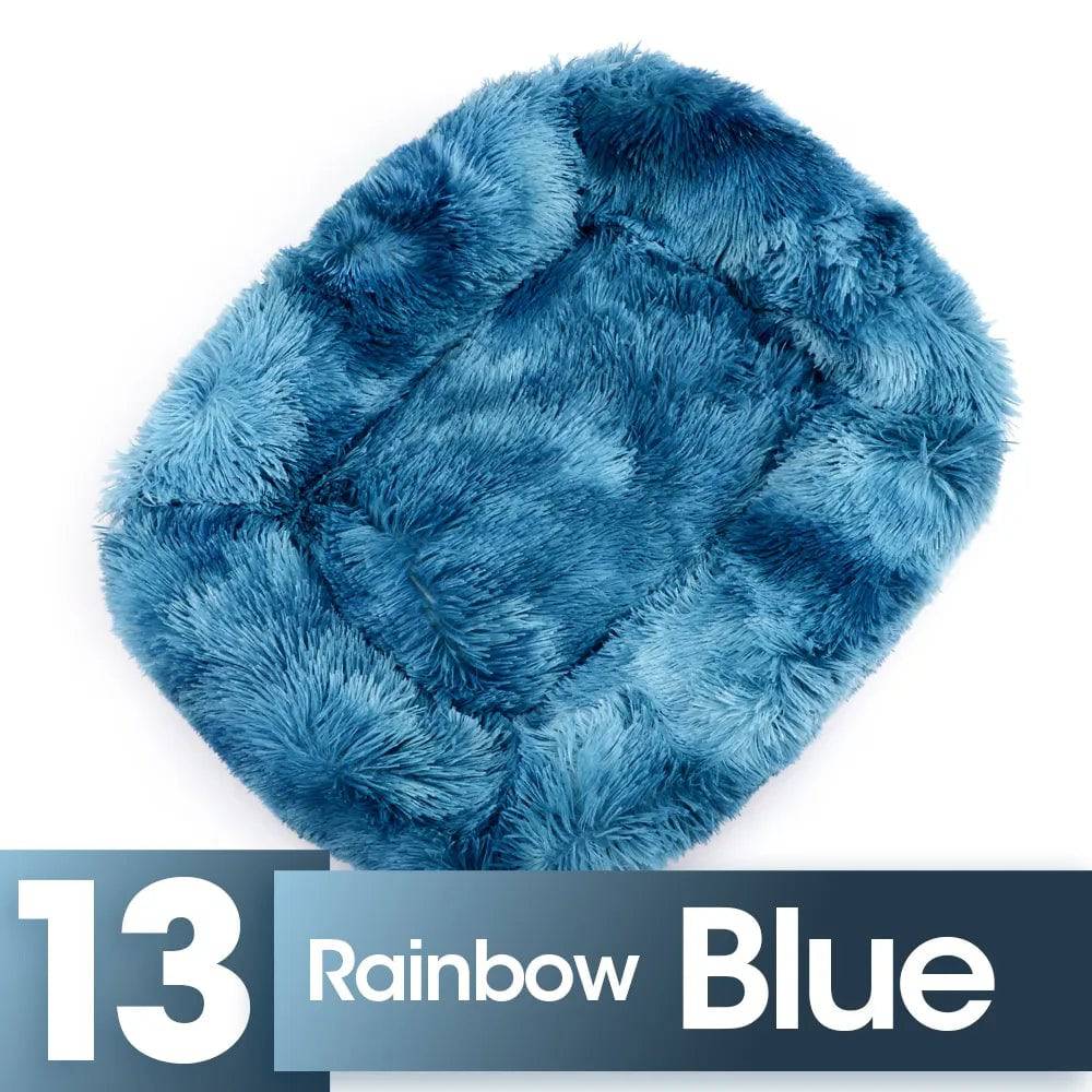 CozyHaven Square Cat's House Bed Rainbow Blue / S 43x35x20cm - IHavePaws