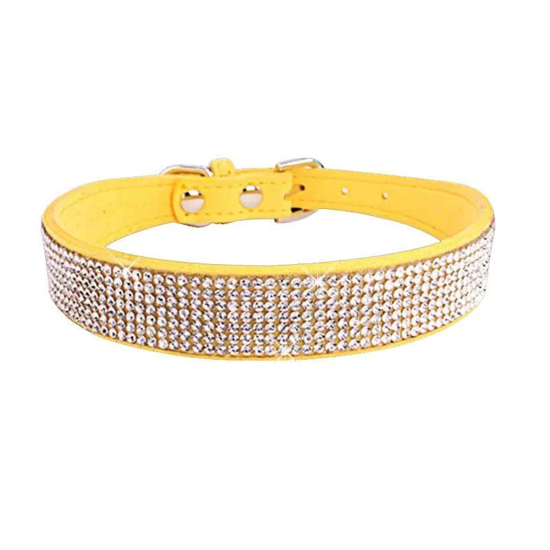 Suede Fiber Crystal Dog Collar Comfortable Glitter Rhinestone - IHavePaws