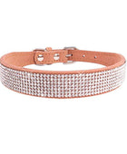 Suede Fiber Crystal Dog Collar Comfortable Glitter Rhinestone Brown / XS - IHavePaws