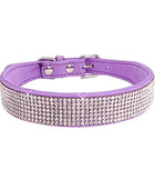 Suede Fiber Crystal Dog Collar Comfortable Glitter Rhinestone Purple / XS - IHavePaws