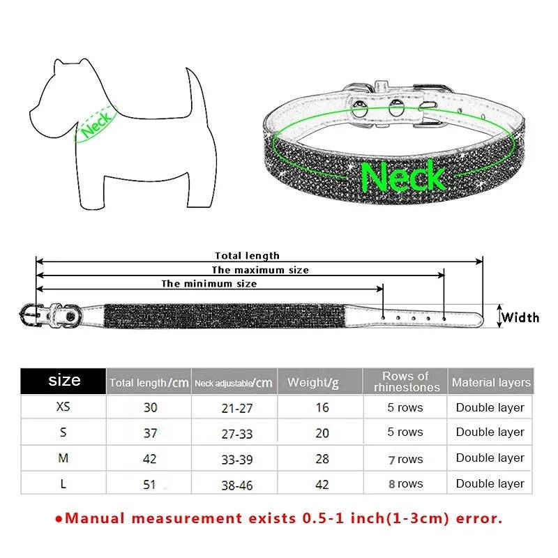 Suede Fiber Crystal Dog Collar Comfortable Glitter Rhinestone - IHavePaws