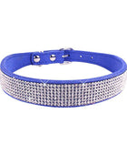 Suede Fiber Crystal Dog Collar Comfortable Glitter Rhinestone Deep Blue / XS - IHavePaws