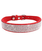Suede Fiber Crystal Dog Collar Comfortable Glitter Rhinestone Red / XS - IHavePaws