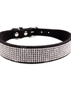 Suede Fiber Crystal Dog Collar Comfortable Glitter Rhinestone Black / XS - IHavePaws