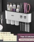Wall-mounted Toothbrush Holder With 2 Toothpaste Dispenser 3 cups Black - IHavePaws