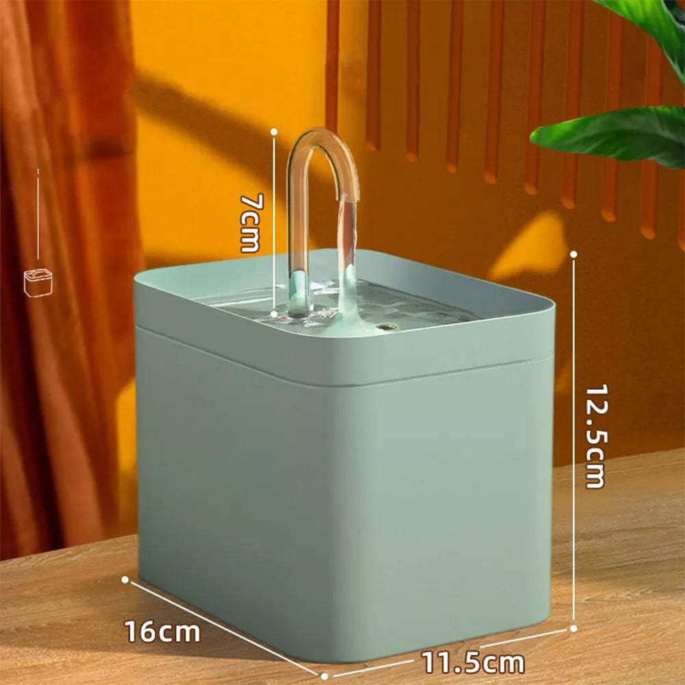 Ultra-Quiet 1.5L Water Fountain for cats and dogs Green / USB Plug - IHavePaws